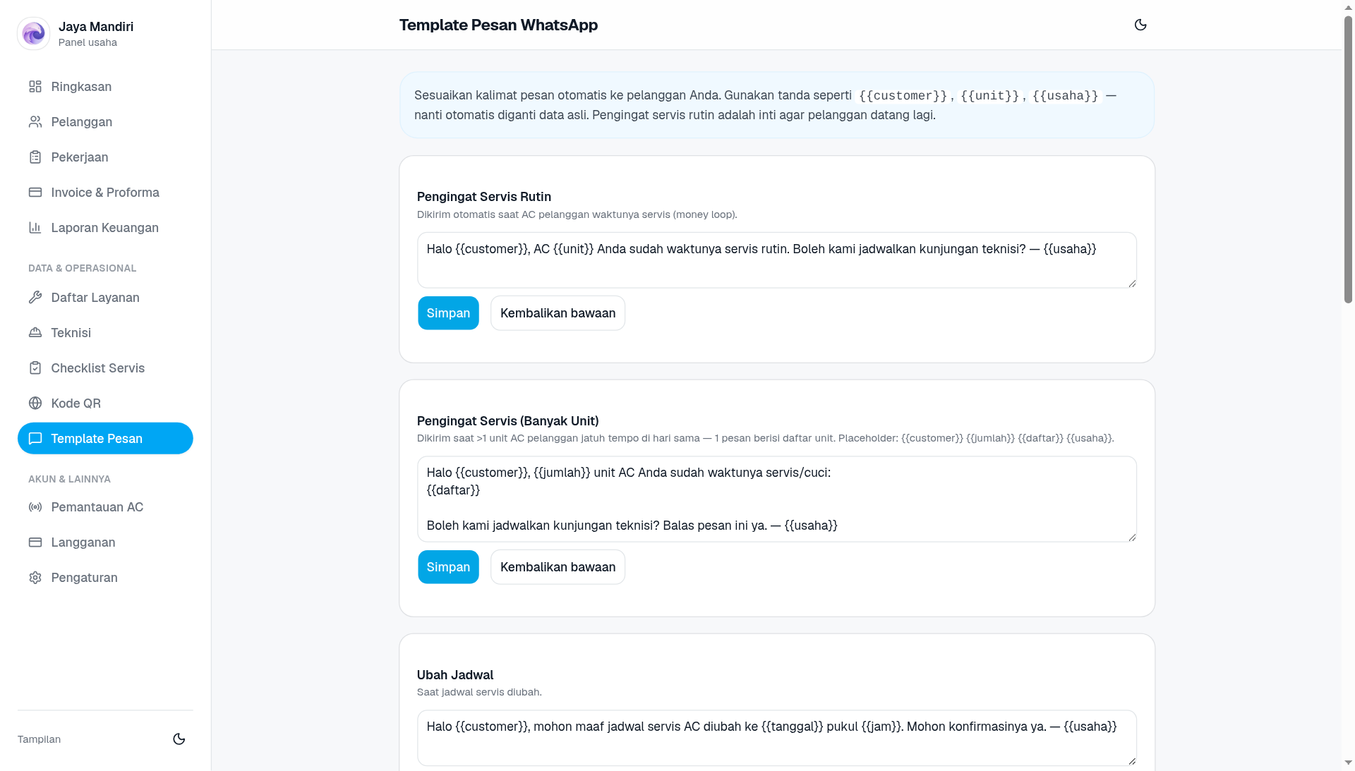Pengingat Servis Otomatis