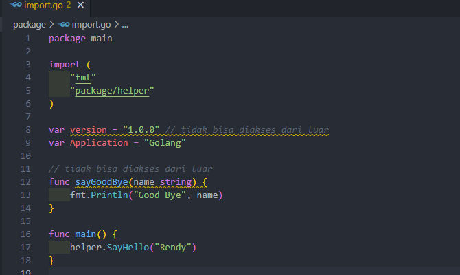 Kode program access modifier