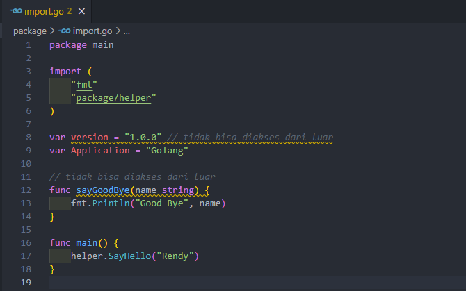 Kode program access modifier