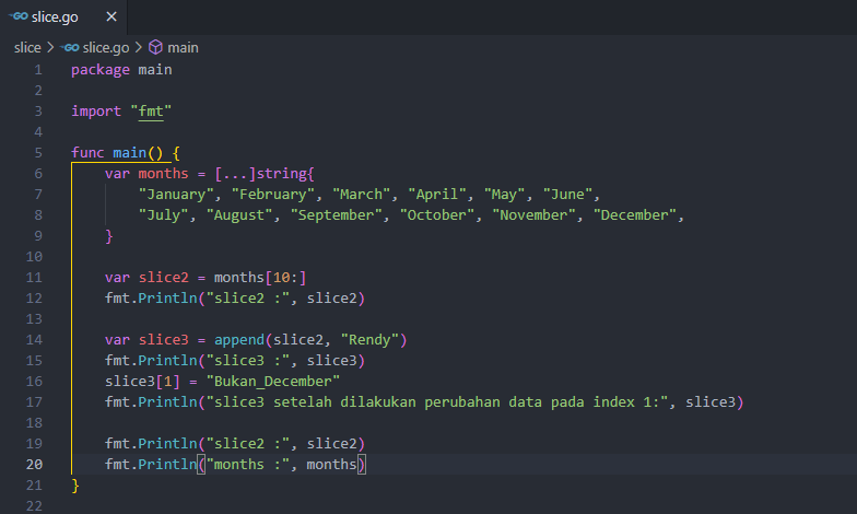 Function append pada golang