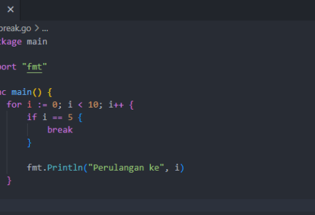 Menggunakan break pada perulangan golang