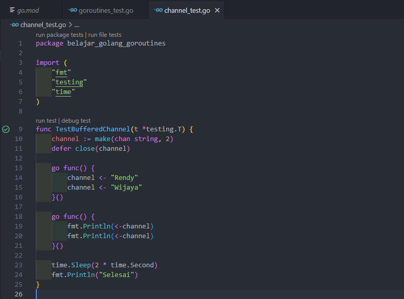 Kode program buffered channel