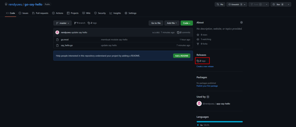 Repository go say hello