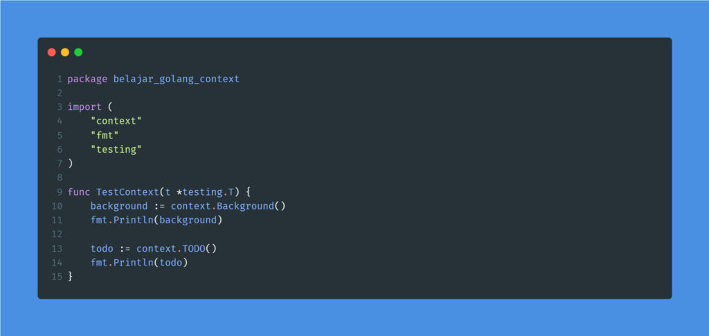 Kode program membuat context