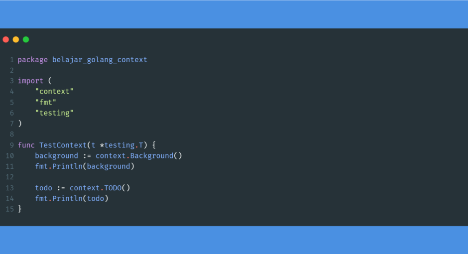 Kode program membuat context