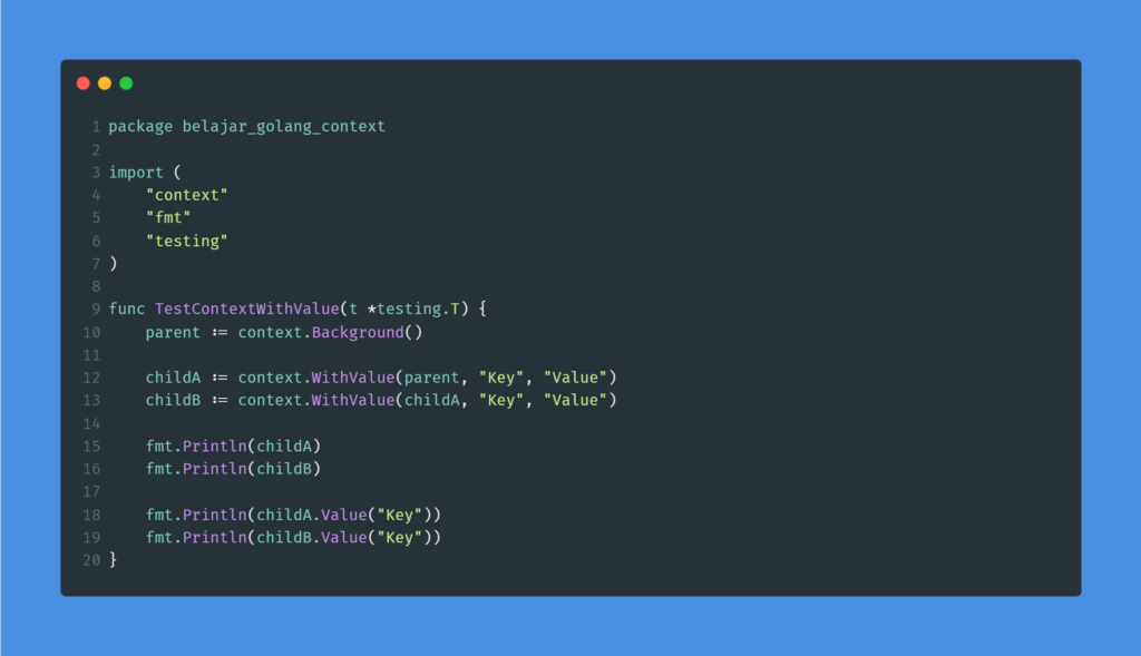 Kode program get value context