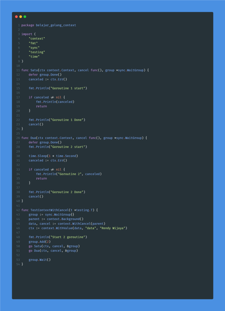 Kode program context with cancel