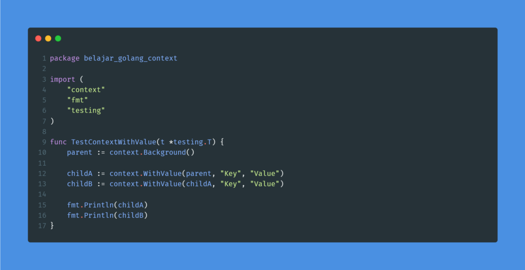 Kode program context with value