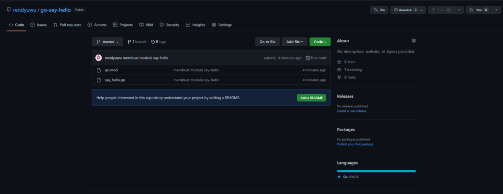 Isi repository setelah module di push