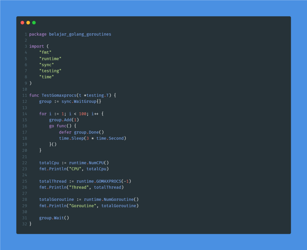 Kode program GOMAXPROCS