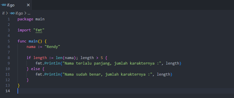 If dengan short statement pada golang