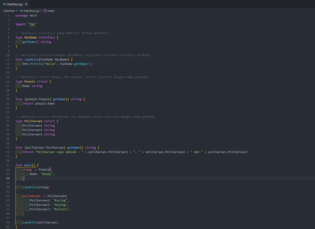 Membuat interface pada golang