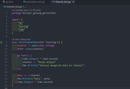 Membuat channel pada golang