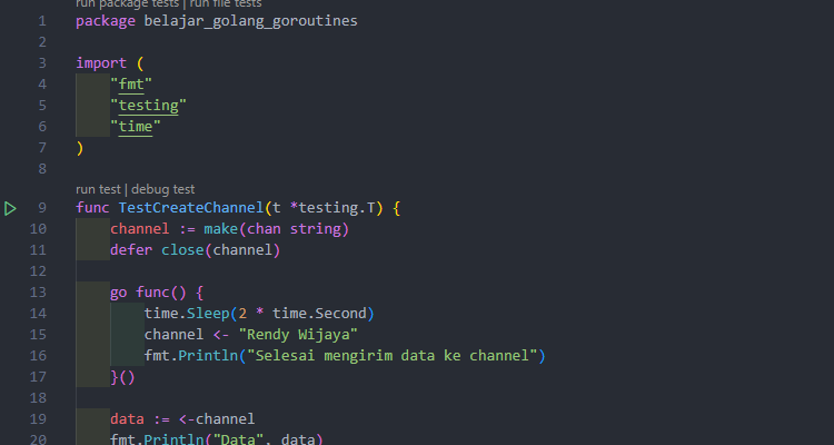 Membuat channel pada golang