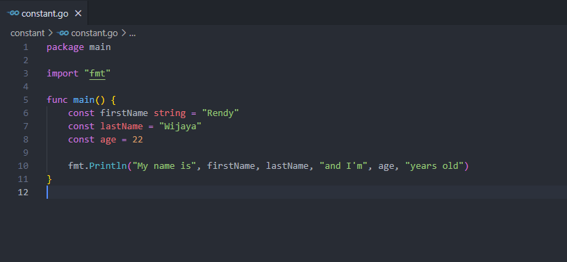 Cara membuat constant pada golang