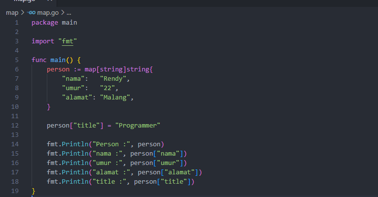 Membuat map pada golang
