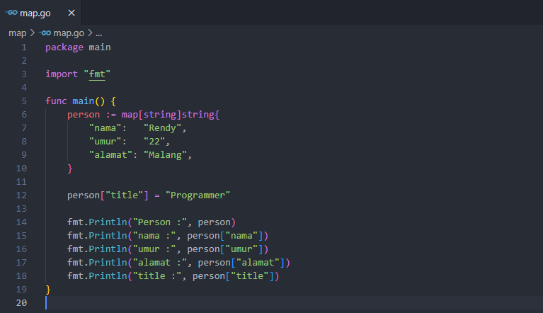 Membuat map pada golang