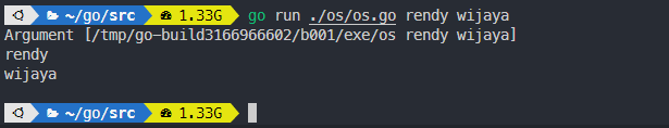 Output pengambilan argument dengan package os