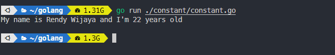Output constant golang