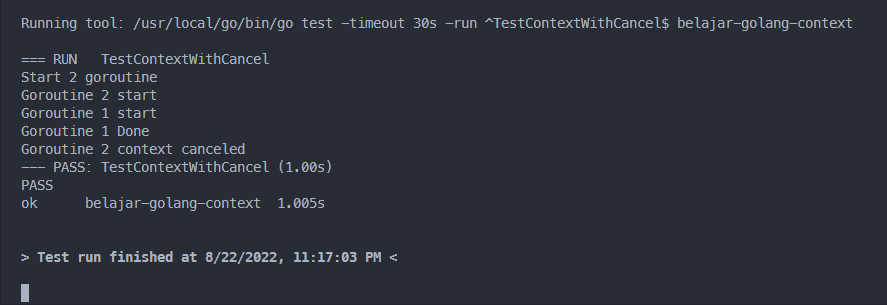 Output kode program context with cancel
