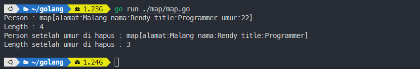 Output delete map pada golang