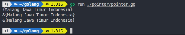 Output pembuktian kode dengan operator *