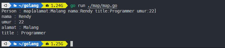 Output map pada golang
