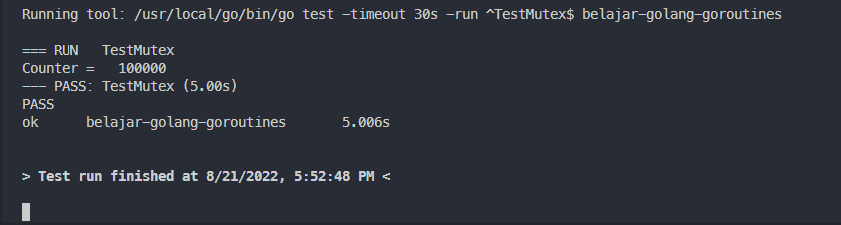 Output kode program mutex