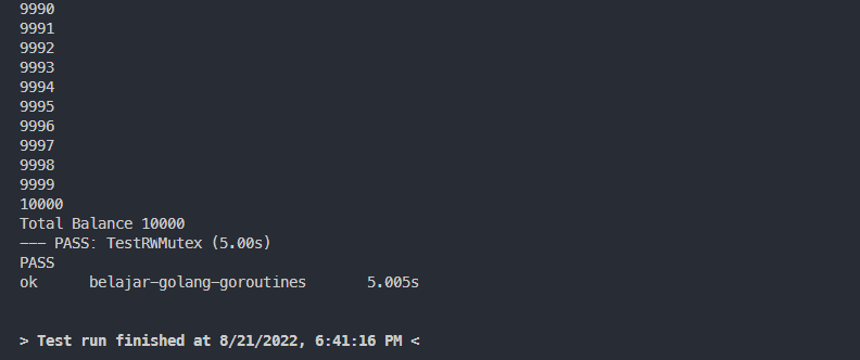 Output kode program RWMutex
