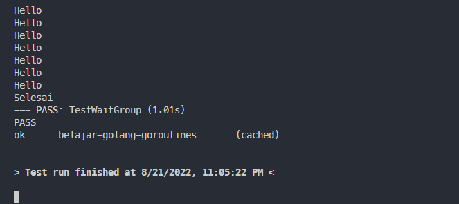 Output kode program wait group
