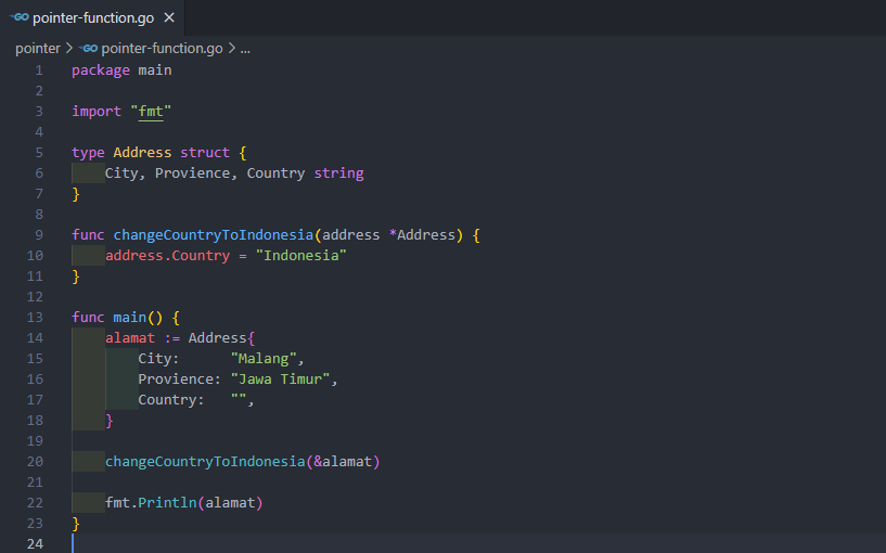 Pointer pada function