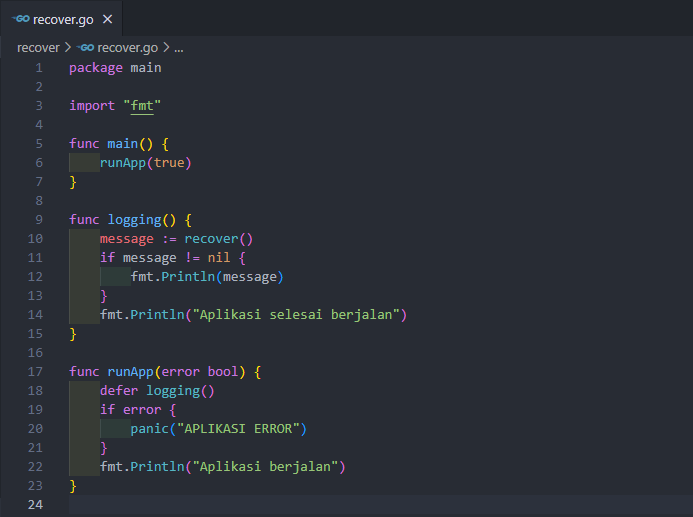 Function recover pada golang