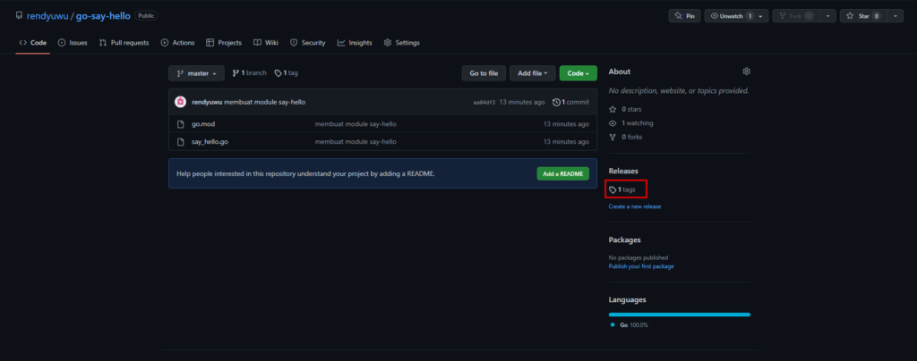 Tag pada repository