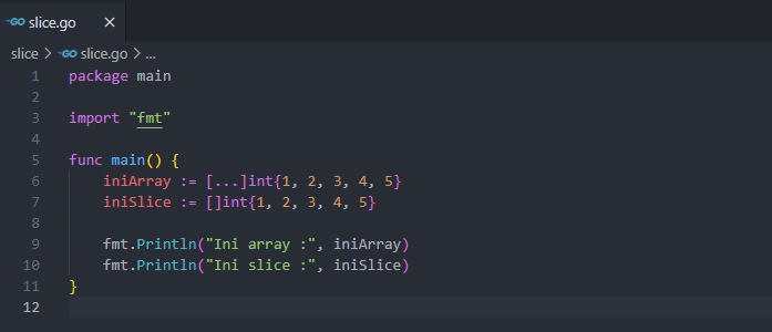 Membuat array dan slice pada golang
