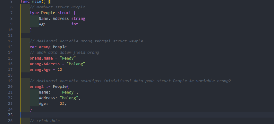 Membuat dan menggunakan struct pada golang