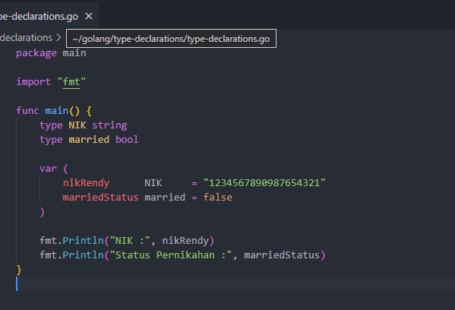 Type declarations pada golang