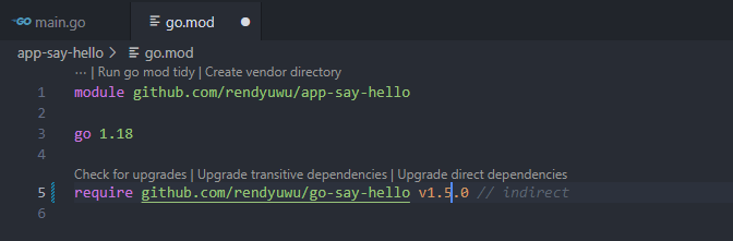 Update tag terbaru pada file go.mod