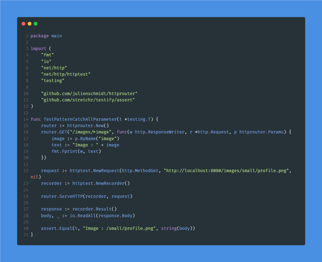 Kode program : HttpRouter dengan catch all parameter