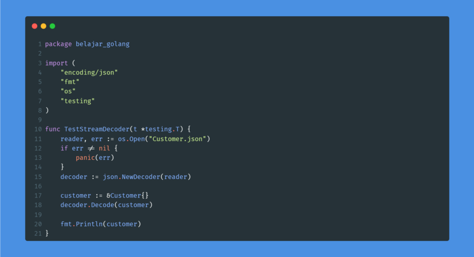 Kode program : JSON stream decoder