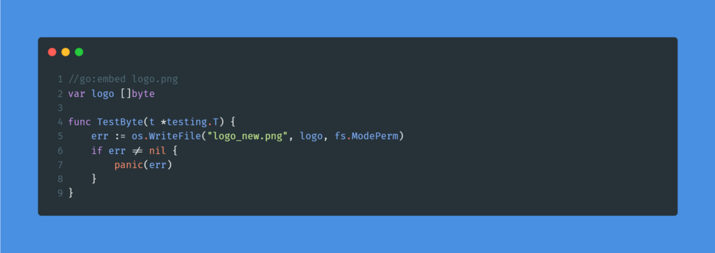 Kode program : Embed byte / binary