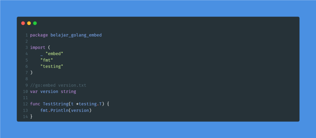 Kode program : Embed string