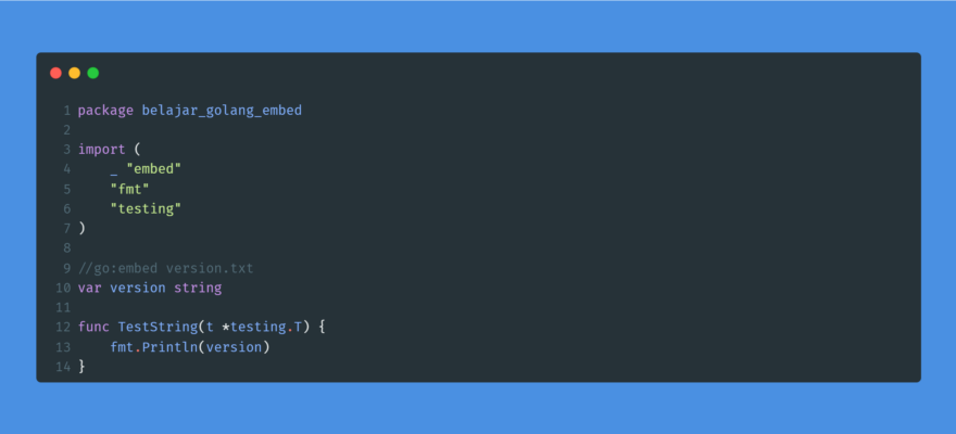 Kode program : Embed string