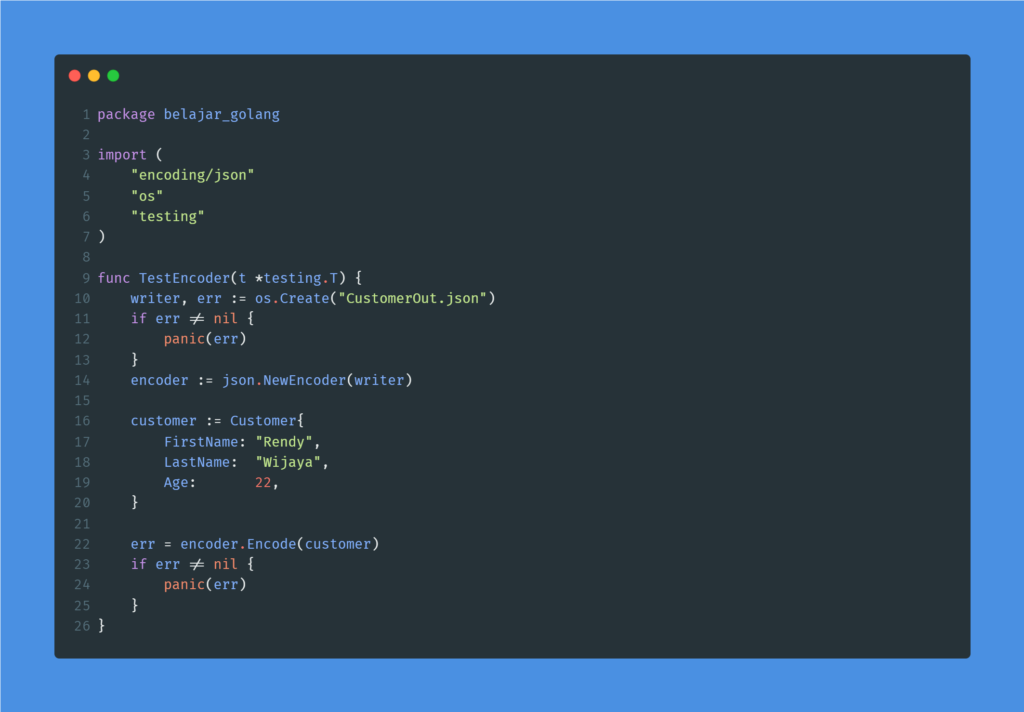 Kode program : JSON stream encoder