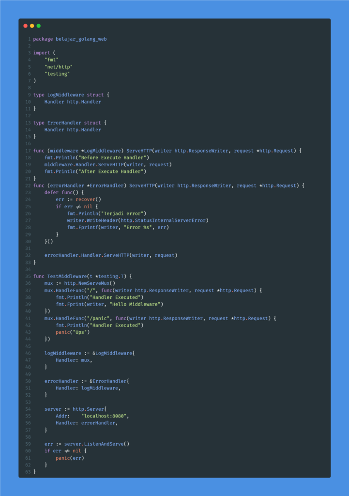 Kode program : Error handling dengan middleware