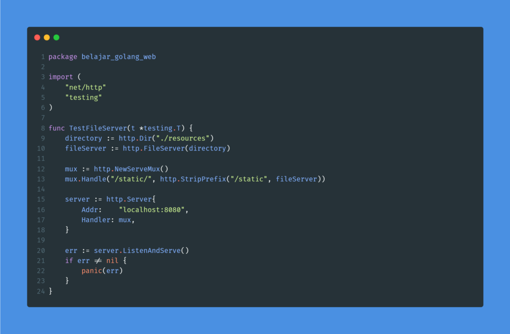 Kode program : File server dengan StripPrefix