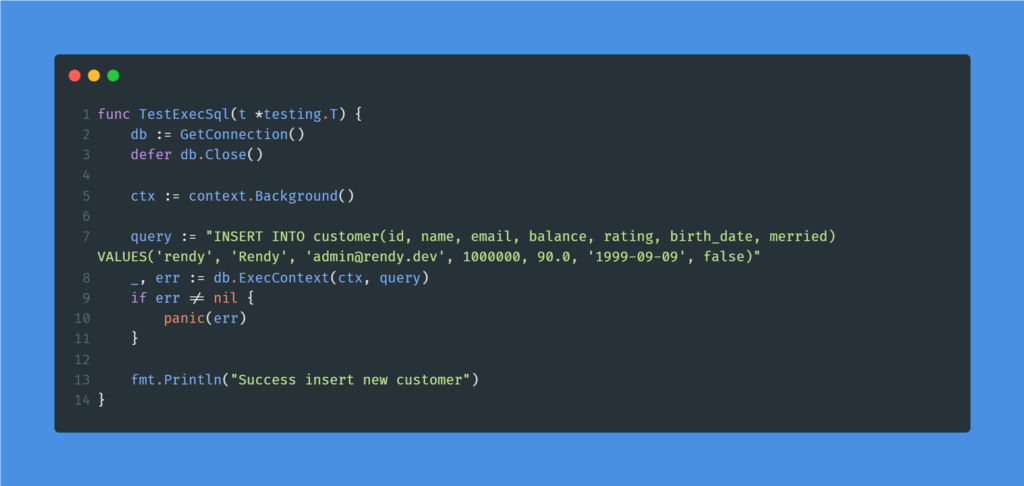 Query insert customer