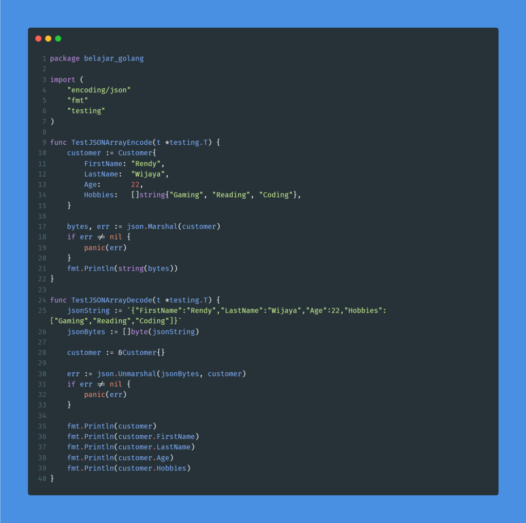 Kode program : JSON Array