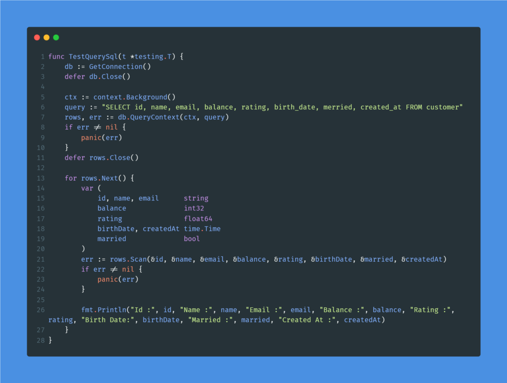 Kode : Query SQL pada golang