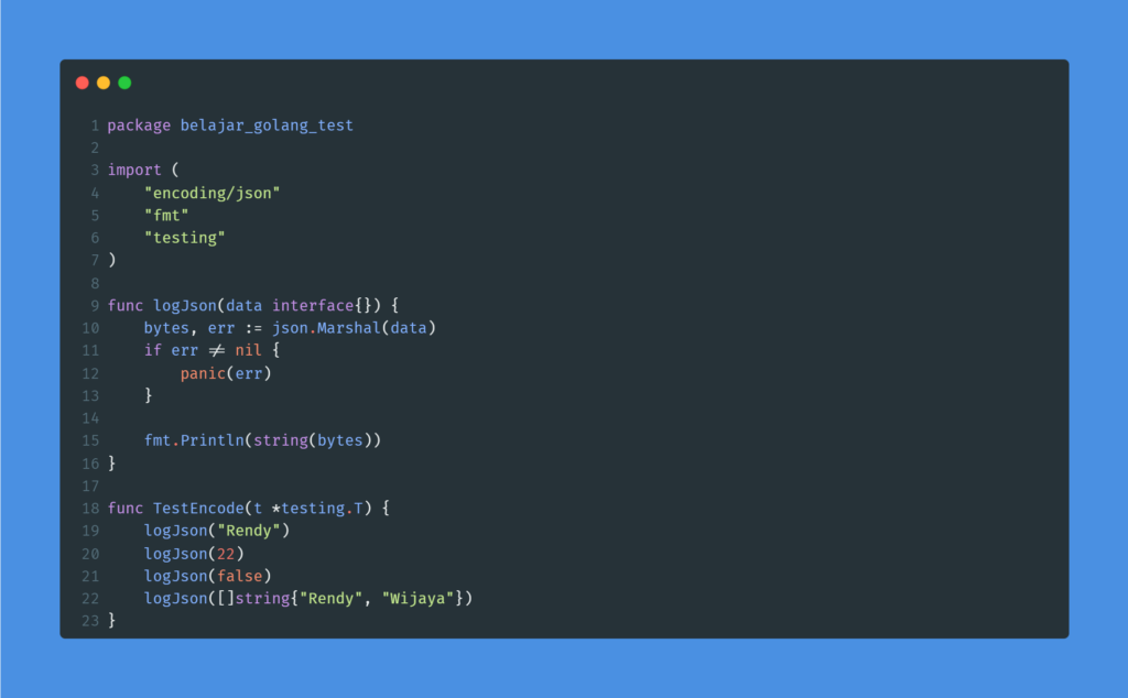Kode program : JSON Marshal