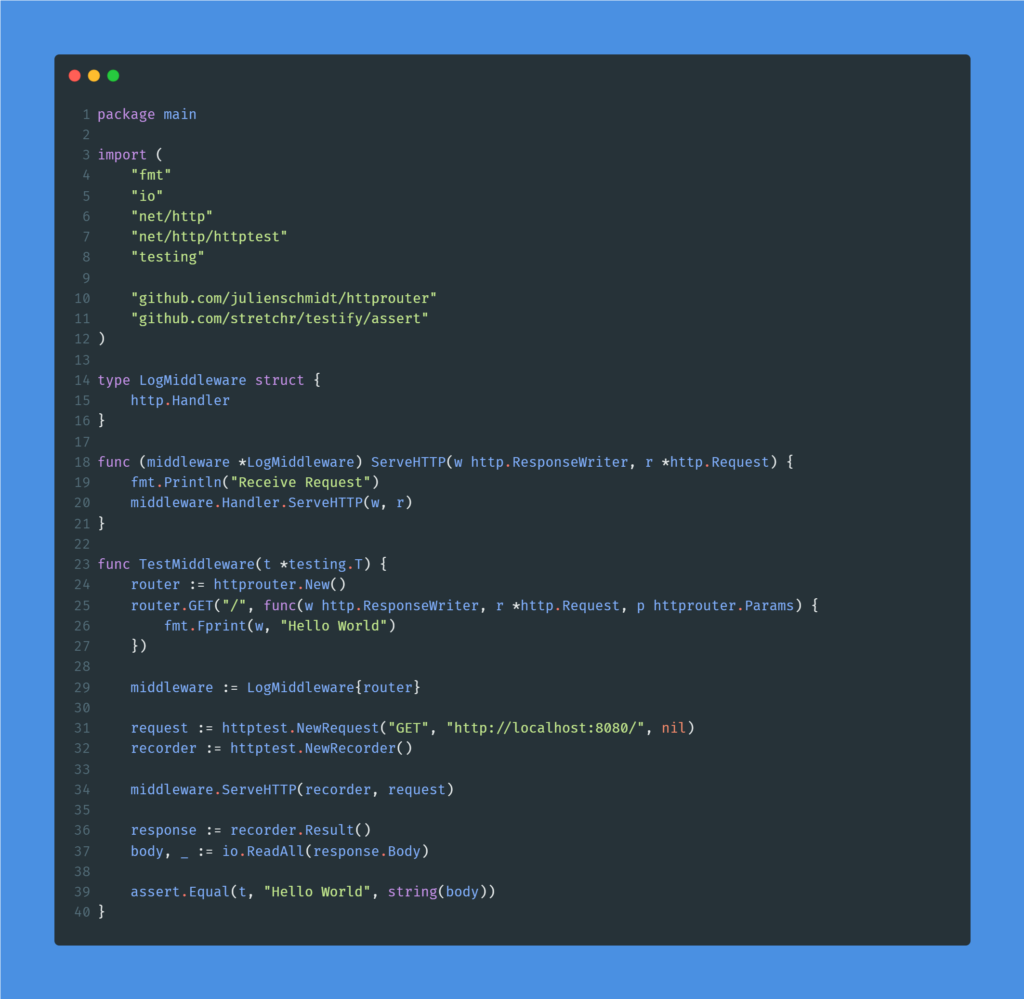 Kode program : Middleware pada HttpRouter